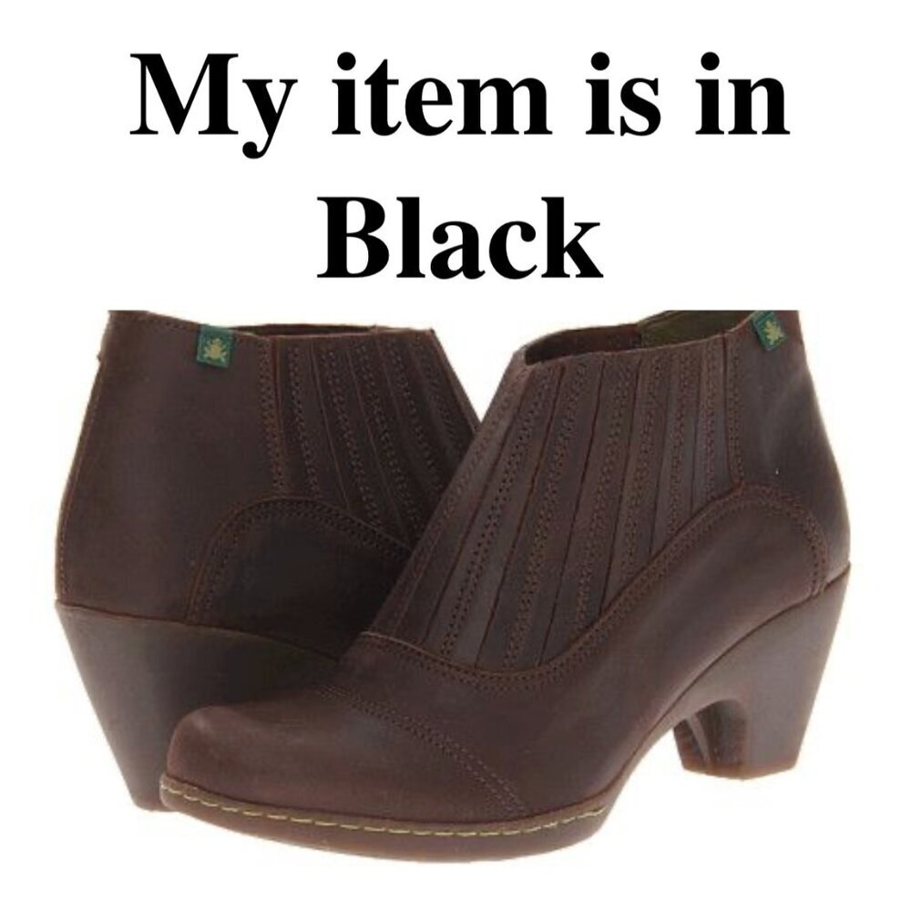 El Naturalista Black Solar N873 Leather Heeled Chelsea Ankle Boots, Sz 37